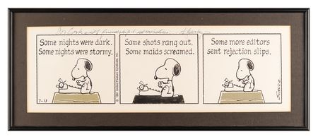 Lot #507 Charles Schulz Signed Original Hand-Drawn Peanuts Daily Comic Strip, Featuring Snoopy as a 'World Famous Author' - Image 2