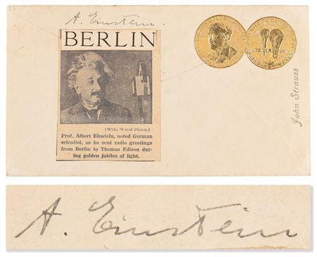 Lot #187 Albert Einstein Signed 'Light's Golden Jubilee' Air Mail Cover - Image 1