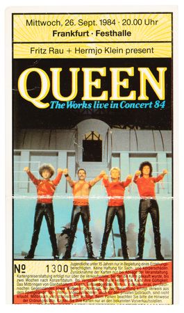 Lot #559 Queen Signed Large-Format Ticket Stub (Festhalle Frankfurt, September 26, 1984) - Image 2