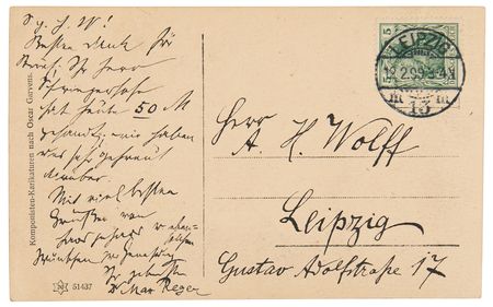 Lot #578 Max Reger Autograph Letter Signed - Image 1