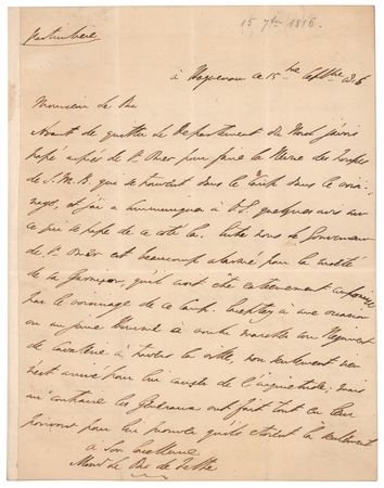 Lot #375 Duke of Wellington Autograph Letter Signed on Territorial Disputes Arising From the Fall of the Napoleonic Empire - Image 1