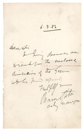 Lot #519 Bram Stoker Autograph Letter Signed on