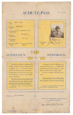 Lot #176 Raoul Wallenberg Signed Schutz-Pass Document (1944) - Image 1