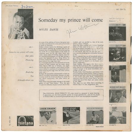 Lot #542 John Coltrane Signed Album - Someday My Prince Will Come - Image 1