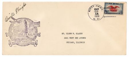 Lot #413 Orville Wright Signed 'First National Air