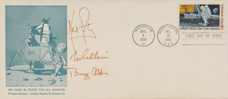 Lot #423 Apollo 11 Signed Limited Edition ?We Came in Peace for All Mankind? Envelope - One of Twelve Signed Examples - Image 2