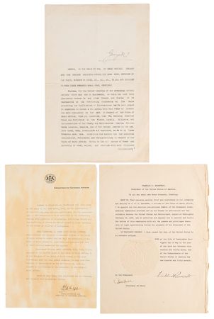 Lot #348 World Leaders (3) Signed Documents: President Franklin D. Roosevelt, King George V, and South African Prime Minister J. B. M. Hertzog - Image 1