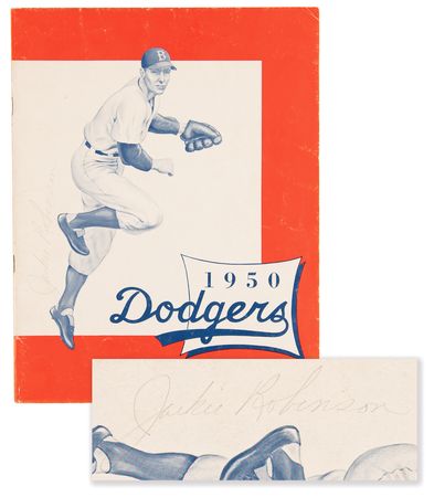 Lot #895 Jackie Robinson Signed 1950 Brooklyn Dodgers Yearbook - Image 1