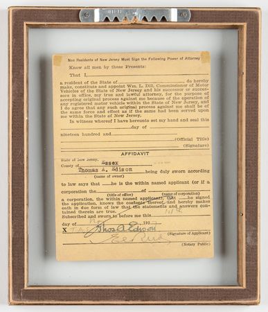 Lot #226 Thomas Edison Document Signed - Electric Vehicle Registration (1914) for His Detroit Electric Model 47 Brougham?an early example of an electric car, powered by Edison nickel-iron batteries - Image 2