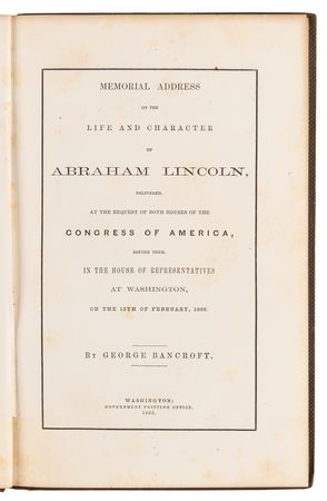 Lot #93 Abraham Lincoln: Memorial Address by George Bancroft Book - Image 2
