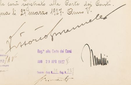 Lot #293 Benito Mussolini and Vittorio Emanuele III Document Signed - Image 2