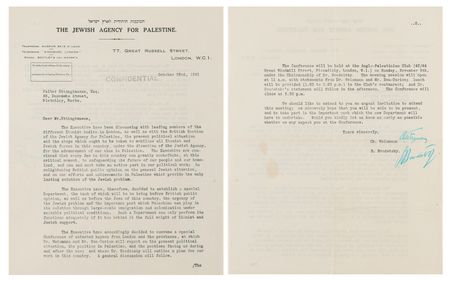 Lot #160 Chaim Weizmann Archive with (5) Signed Letters on Palestine, Israel, and World War II: “I am overcome by the terrible feeling that so far as the Jews are concerned, the Hitlerites have won the war” - Image 2