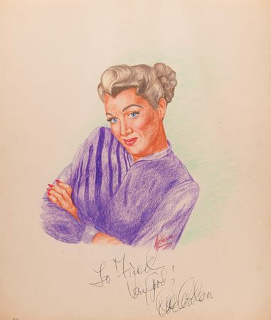 Lot #741 Actresses (19) Signed Sketches by J. Fred Johnson with Arden, Blondell, and Hutton - Image 11