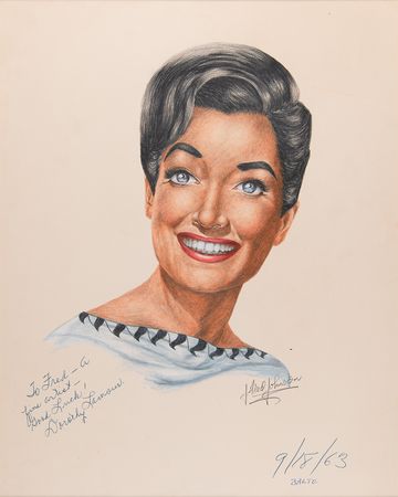 Lot #742 Actresses (7) Signed Sketches by J. Fred Johnson with Wray, Lamour, and Lansbury - Image 4