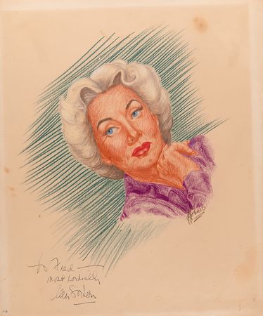Lot #743 Actresses (9) Signed Sketches by J. Fred Johnson with Swanson, Moorehead, and Russell - Image 3