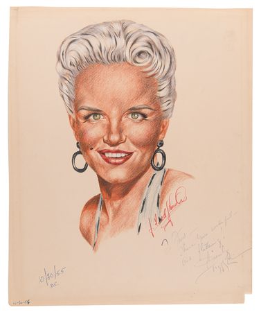 Lot #743 Actresses (9) Signed Sketches by J. Fred Johnson with Swanson, Moorehead, and Russell - Image 5