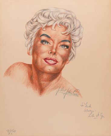 Lot #743 Actresses (9) Signed Sketches by J. Fred Johnson with Swanson, Moorehead, and Russell - Image 6