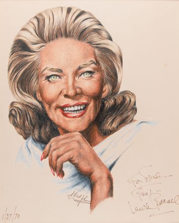 Lot #745 Actresses (9) Signed Sketches by J. Fred Johnson with Bacall, Crawford, and Fontaine - Image 9