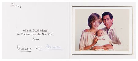 Lot #166 Princess Diana and King Charles III Signed Christmas Card (1982) - Image 1