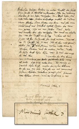 Lot #171 Martin Luther Autograph Letter Signed: 