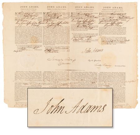Lot #2 John Adams Document Signed as President - Four-Language Passport for the Ship Minerva - Image 1
