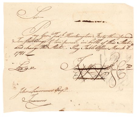 Lot #258 Samuel Huntington Revolutionary War-Era Hand-Addressed and Signed Free Frank to Jabez Huntington - Image 3