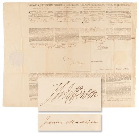 Lot #3 Thomas Jefferson and James Madison Signed Four-Language Ship's Passport - Image 1
