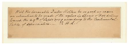 Lot #275 Richard Henry Lee Autograph Note Signed