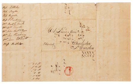 Lot #142 Lewis Morris Autograph Letters Signed to His Son: 