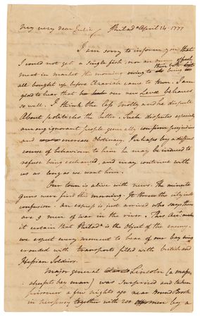 Lot #147 Benjamin Rush War-Dated Autograph Letter Signed on George Washington and British Movements: 
