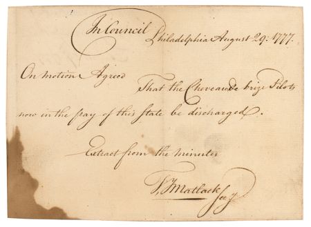 Lot #281 Timothy Matlack War-Dated Autograph