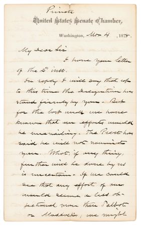Lot #245 Hannibal Hamlin Autograph Letter Signed - Image 1