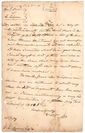 Lot #209 Aaron Burr Autograph Document Signed