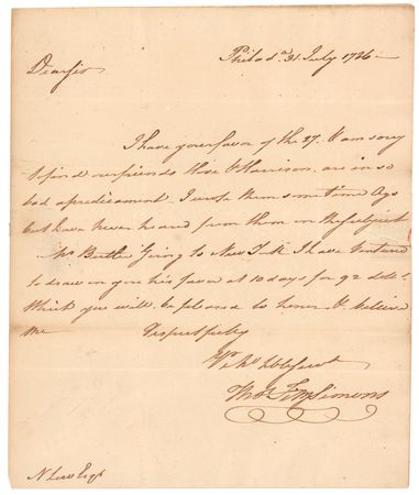 Lot #231 Thomas Fitzsimons Autograph Letter Signed