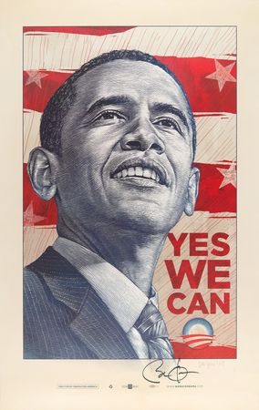 Lot #36 Barack Obama Signed 2008 Campaign 'Yes We Can' Lithograph by Antar Dayal - Image 1
