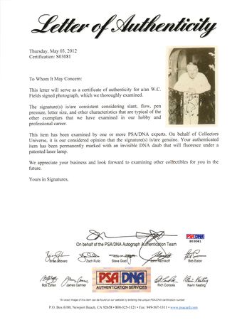 Lot #793 W. C. Fields Signed Photograph - Image 2