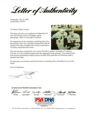 Lot #933 Ted Williams and Joe DiMaggio Signed Photograph - Image 2