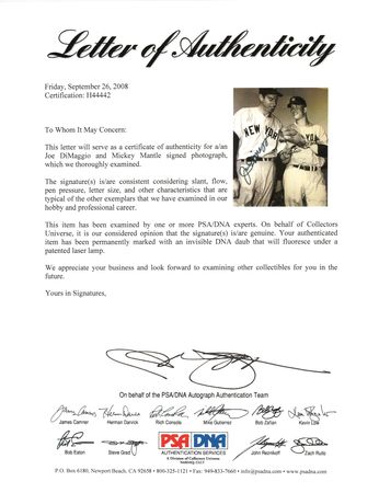 Lot #911 Mickey Mantle and Joe DiMaggio Signed Photograph - Image 2