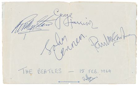 Lot #547 Beatles Signatures - Signed at 1964 Ed Sullivan Show Rehearsals - Image 1