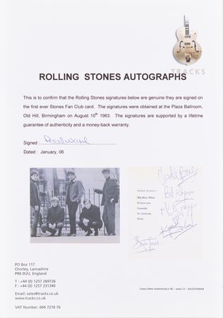 Lot #560 Rolling Stones Signed Fan Club Promo Card (c. 1963) - Image 8