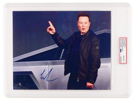 Lot #179. Elon Musk Signed Photograph - PSA GEM MINT 10