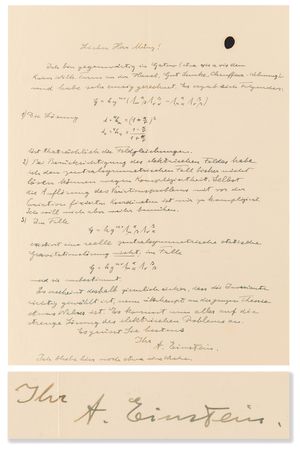 Lot #186 Albert Einstein Autograph Letter Signed to a Unified Field Theory Collaborator: 