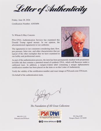 Lot #40 Donald Trump Signed 'Mug Shot' Oversized Plexiglas Print - Image 3