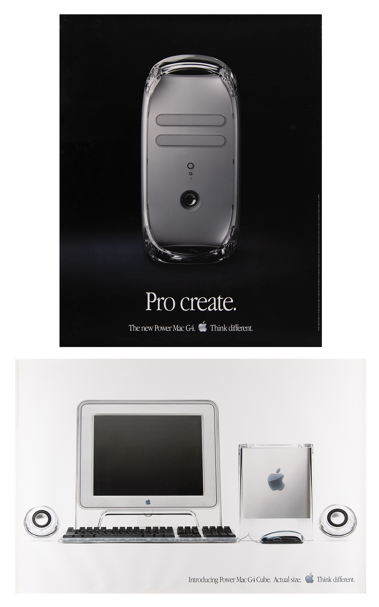 Apple Power Mac G4 ポスター　2枚組 Apple Power Mac G4 Cube Ad Booklet Fold-Out Poster 2000 New