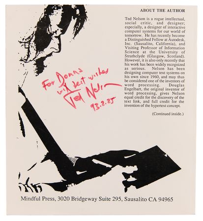 Lot #4247 Ted Nelson Signed Book: Literary Machines, Edition 90.1 - Image 4