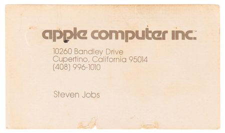Lot #4008. Steve Jobs Apple Business Card (c. 1980)