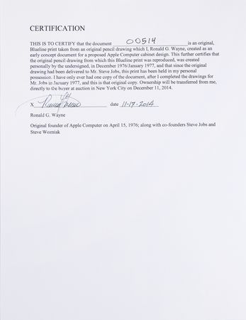 Lot #4028 Ron Wayne's Set of (5) Apple II Cabinet Design Blueprints - Image 15