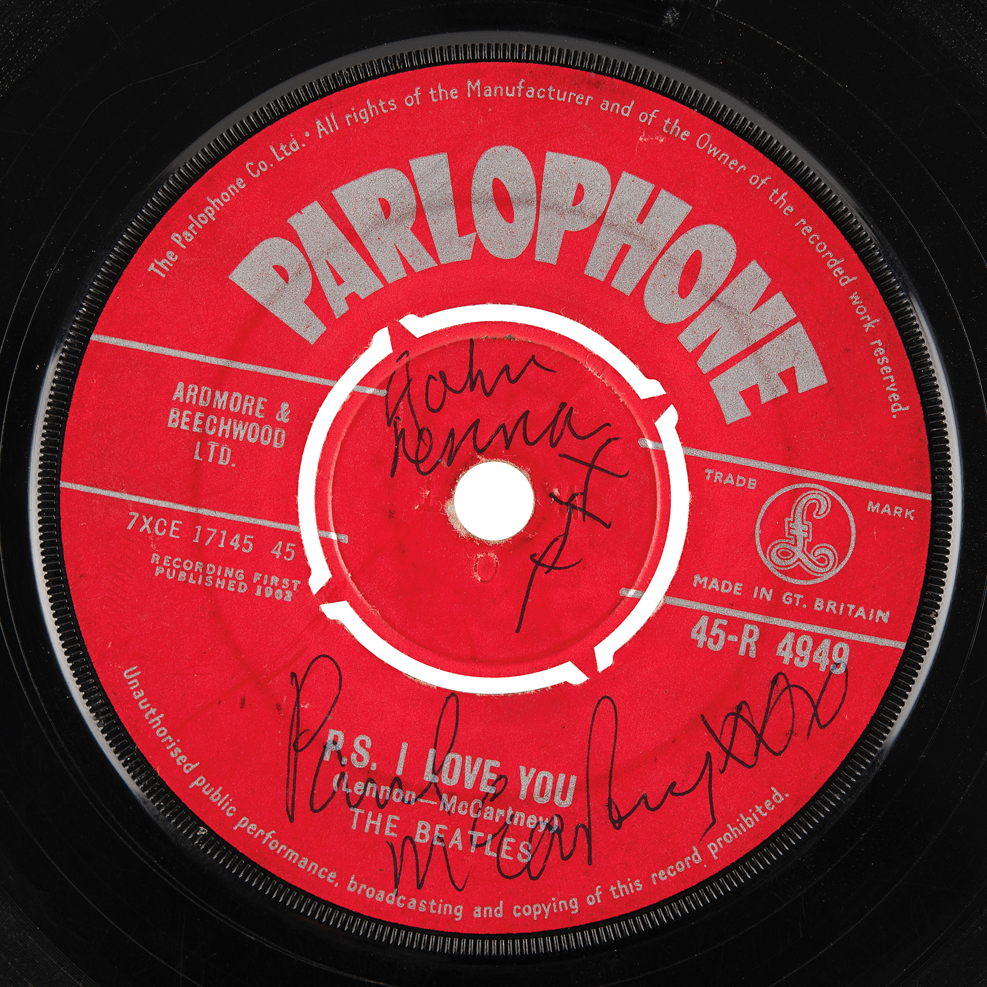 Beatles Signed 'Love Me Do / P.S. I Love You' 45 RPM Single