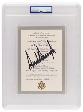 Lot #157 Donald Trump Signed 2017 Inaugural Ceremonies Pass - PSA GEM MT 10 - Image 1