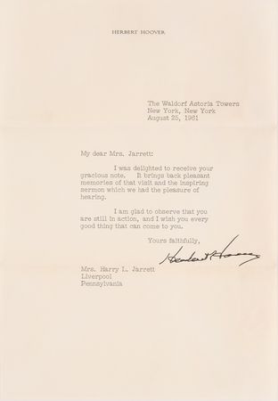 Lot #91 Herbert Hoover Signed Bible and Typed Letter Signed - Image 2